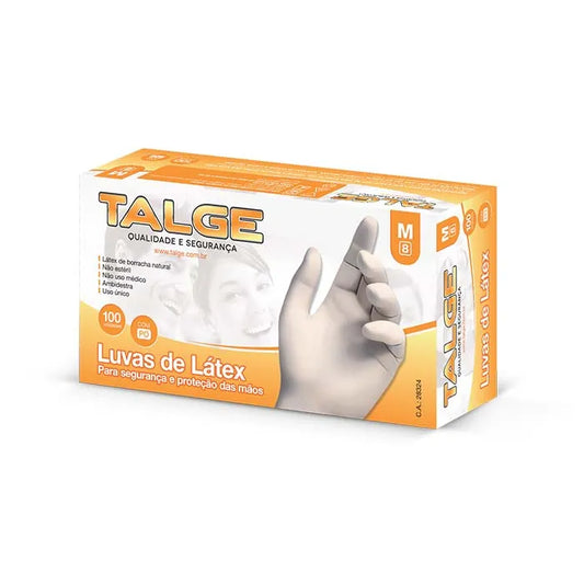 Luva Descartável de Látex - Talge - Tamanhos PP/P/M/G